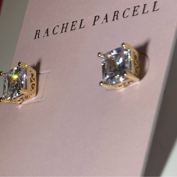 RACHEL PARCELL Gold Tone Stunning Large Square Stud Earrings NWT - Picture 4 of 6